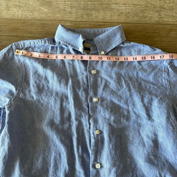 Isle Bay Linens | Linen Blend Shirt | Mens Large | Blue Short Sleeve Button Down - Picture 5 of 8
